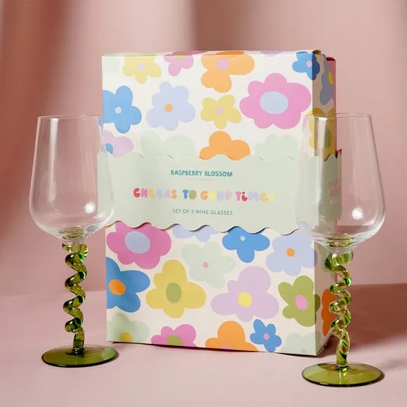 Set of 2 Wiggle Stem Wine Glasses - Clear product