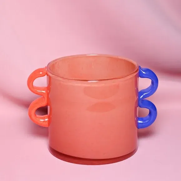 Wavy Handled Glass Vase - Orange product
