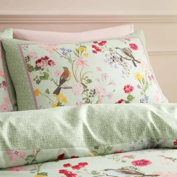 Catherine Lansfield Birds In Bloom Duvet Cover & Pillowcase Set - Green alternate view