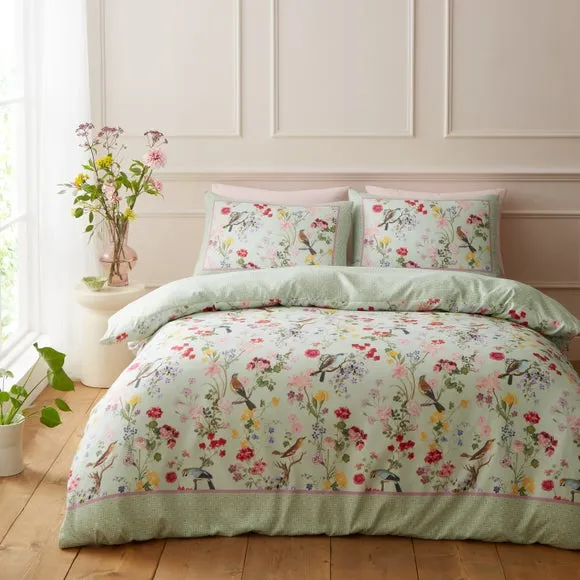 Catherine Lansfield Birds In Bloom Duvet Cover & Pillowcase Set - Green product