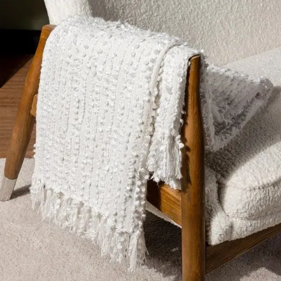 Arvo Boucle Yarn Throw Blanket - Natural, Polycotton product