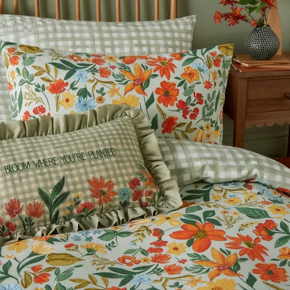 Duvet Cover & Pillowcase Set - Green, Polycotton alternate view