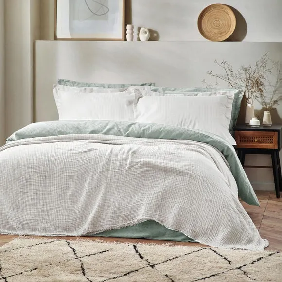 Lark Cotton Throw Blanket - White