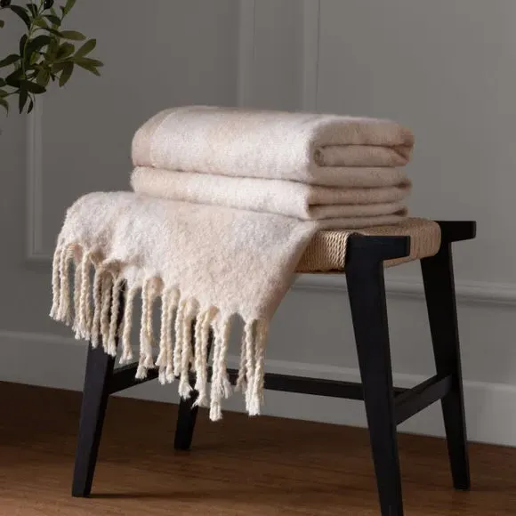 Meta Throw Blanket - Pink, Faux Mohair