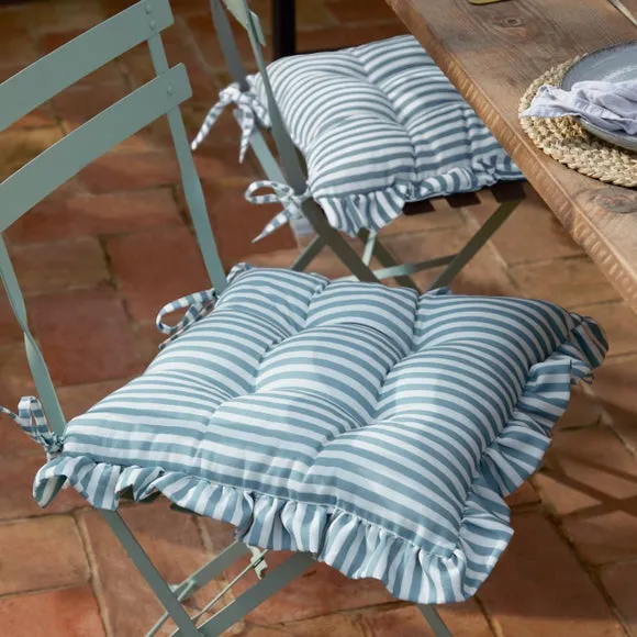 Millie Ruffle Set of 2 Seat Pads - Blue
