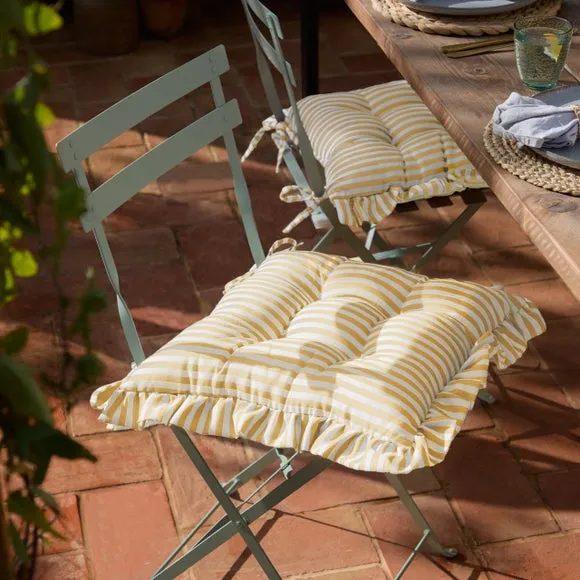 Millie Ruffle Set of 2 Seat Pads - Yellow