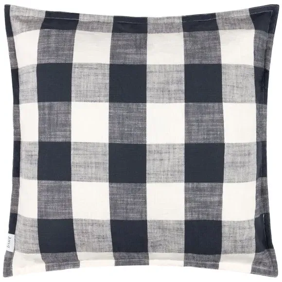 Square Outdoor Cushion Check Design - Navy Blue, Cotton alternate view