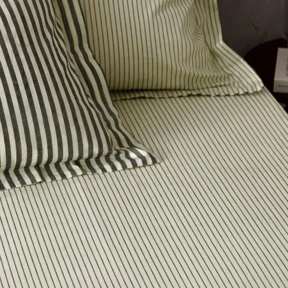 Hebden Narrow Stripe Fitted Sheet - Black, Cotton alternate view