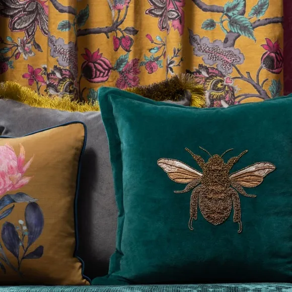 Voyage Maison Layla Bee Square Cushion - Teal Green, Polyester product