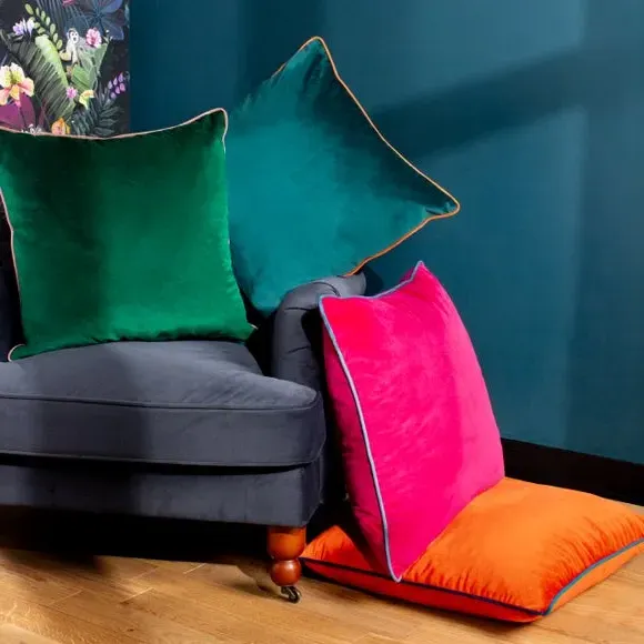 Paoletti Meridian Square Cushion Cover - Raspberry, Polyester by Dunelm, image 4