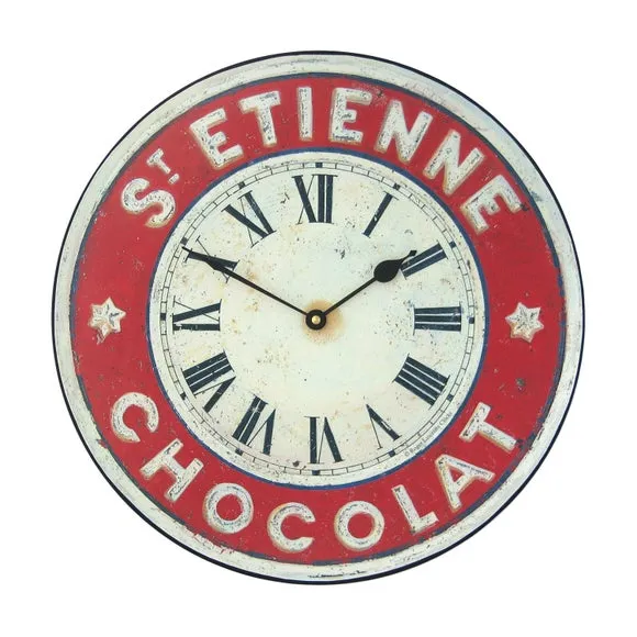 Round Wall Clock with Roman Numerals - Red alternate view