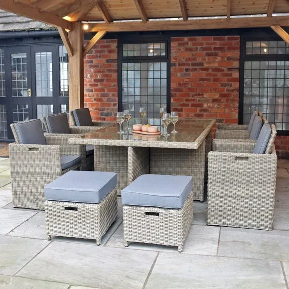 10-Seater Cube Dining Set - Natural, Rattan alternate view