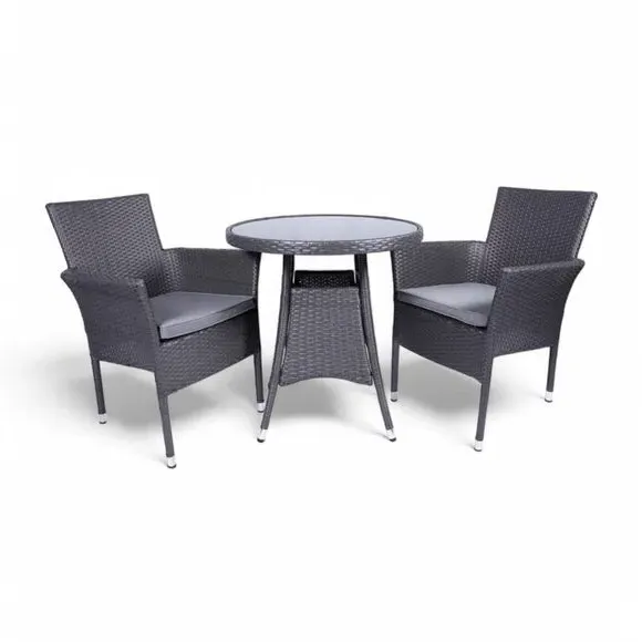 3-Piece Stacking Bistro Set - Grey, Rattan alternate view
