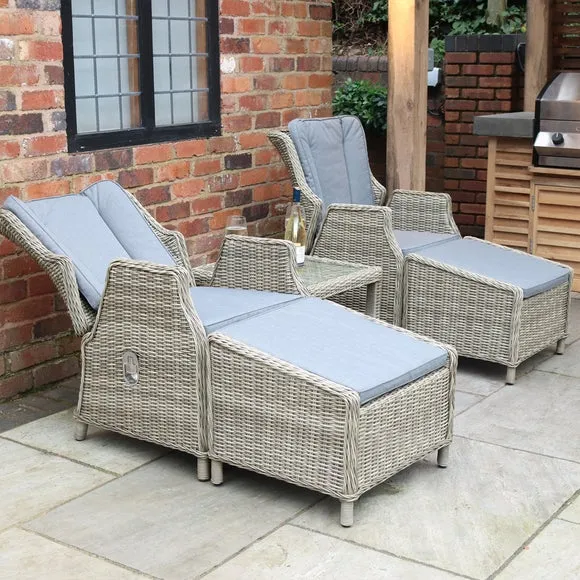 5-Piece Reclining Outdoor Set - Natural, Rattan alternate view