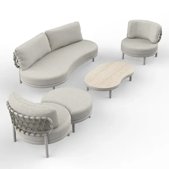 Koko Garden Sofa Set with Coffee Table - Light Wood alternate view