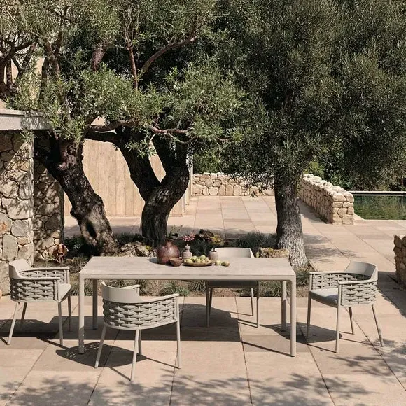 Olma Oblong 6-Seater Garden Dining Set - Light Wood, Aluminium product
