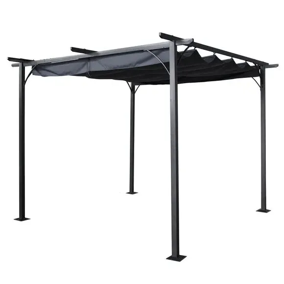 Prague 3.5m x 3.5m Pergola Gazebo - Grey, Steel alternate view