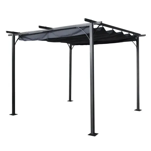 Prague 3.5m x 3.5m Pergola Gazebo - Grey, Steel product