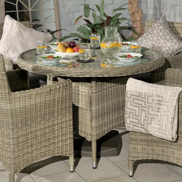 Wentworth 4-Seater Round Carver Dining Set - Grey, Rattan alternate view
