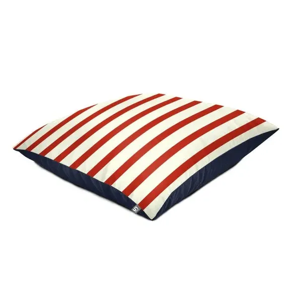 Nautical Stripe Indoor Outdoor Floor Cushion - Red alternate view