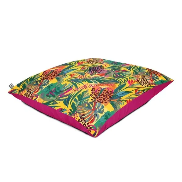 rucomfy Abstract Tropics Square Floor Cushion - Yellow alternate view