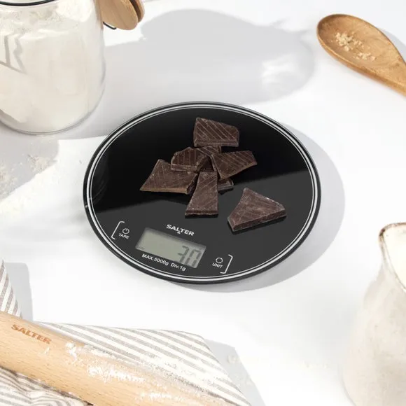 Round Glass Electronic Kitchen Scale - Black alternate view