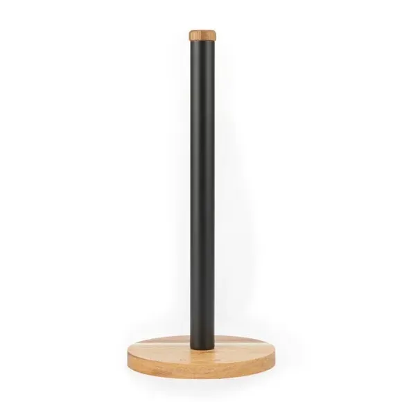 Toronto Kitchen Roll Holder - Black, Acacia Wood