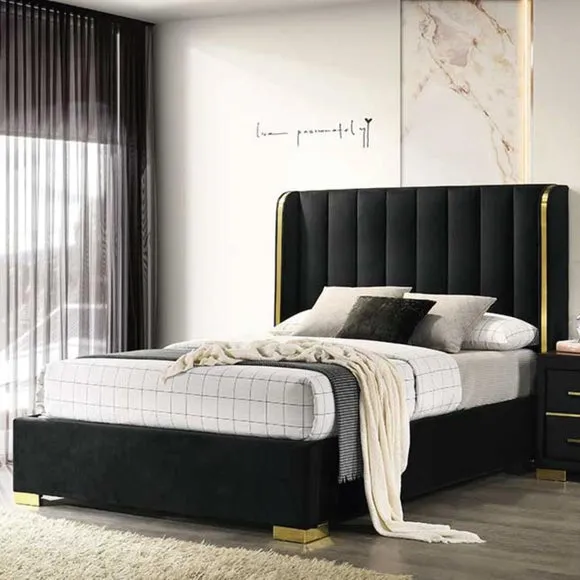 Ottoman Bed Frame with Storage - Black, Velvet alternate view