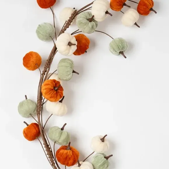 150cm Pumpkin Garland - Orange, Velvet alternate view