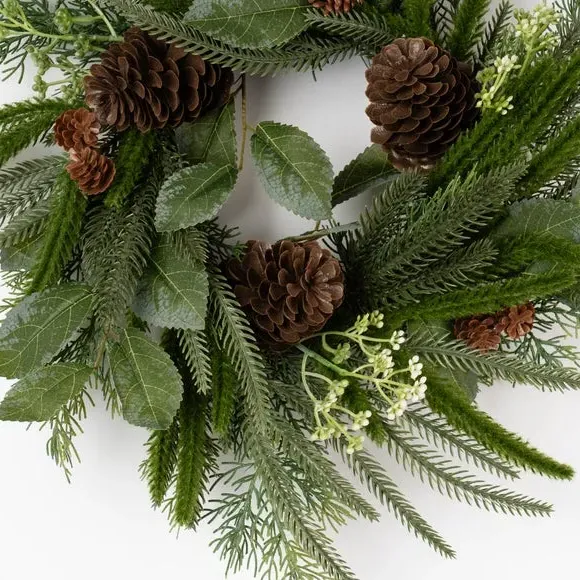 40cm Artificial Wreath Pine & Eucalyptus - Brown alternate view