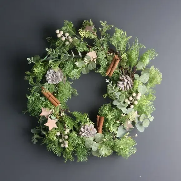 Artificial Christmas Wreath - Green, Mixed Foliage alternate view