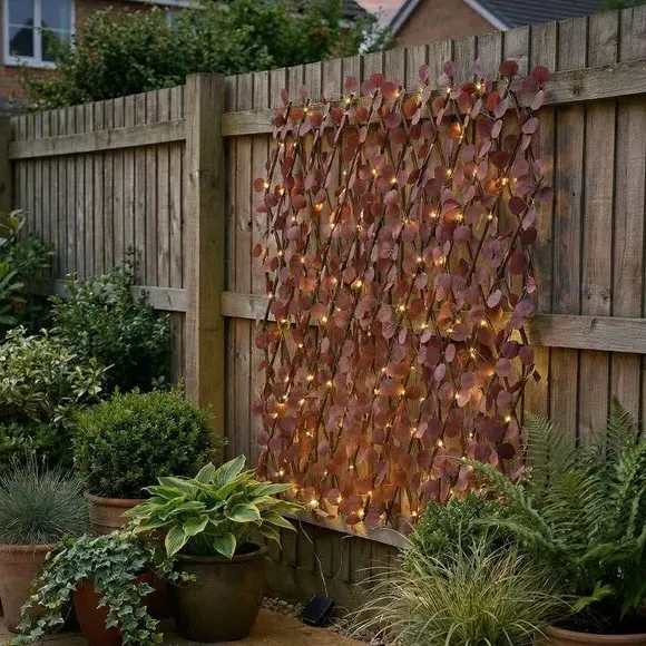 Artificial Eucalyptus Expanding Trellis with LED Lights - Purple alternate view