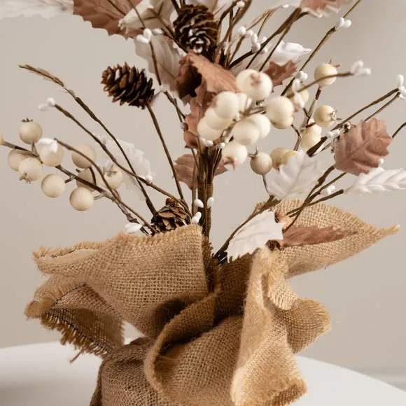 Artificial Holly Tree - Natural, Hessian Pot alternate view
