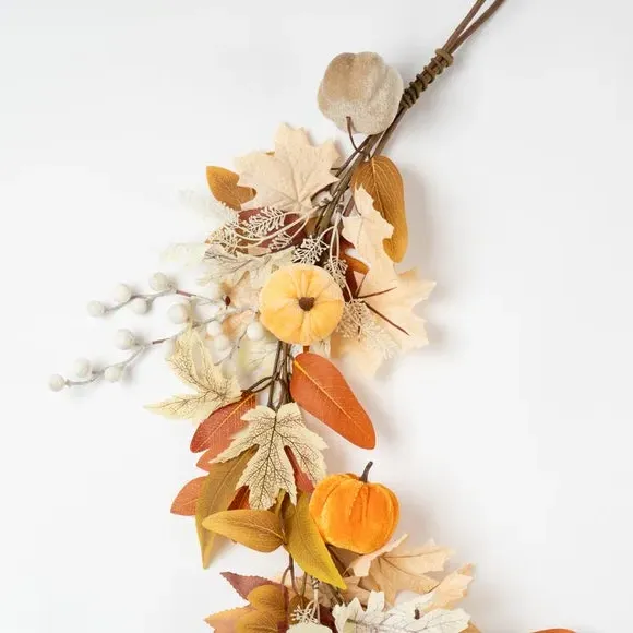 Artificial Pumpkin Garland - Multicolor, Velvet alternate view