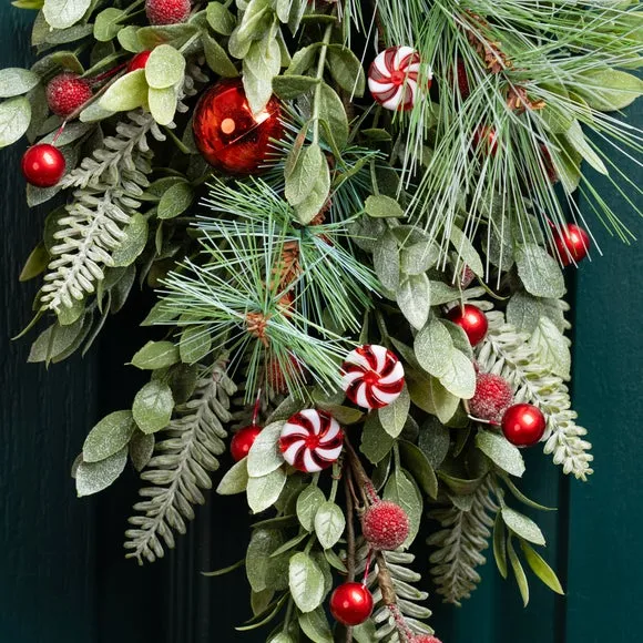 Decorative Christmas Swag - Red, Mixed Materials alternate view