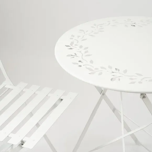 Metal Filigree Foldable Bistro Set - White, Metal alternate view