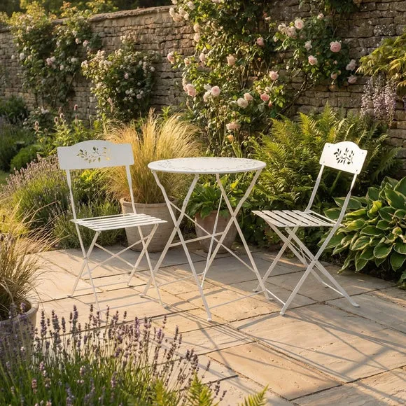 Metal Filigree Foldable Bistro Set - White, Metal product