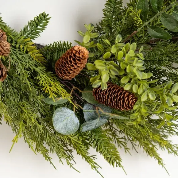 Oversized Artificial Wreath - Green, Mixed Foliage alternate view