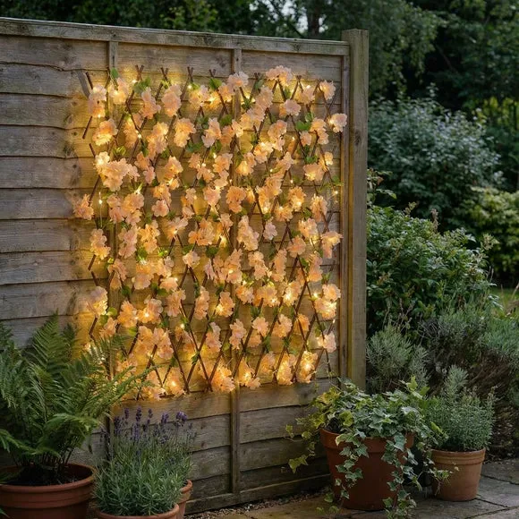 Peach Blossom Expanding Trellis with LED Lights - Cream alternate view