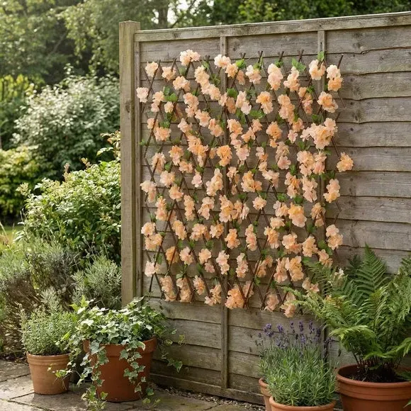 Peach Blossom Expanding Trellis with LED Lights - Cream product