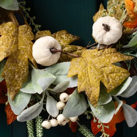 Pumpkin Wreath with Berries - Green, Artificial alternate view