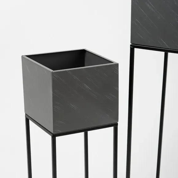 Set of 2 Metal Plant Stands - Grey alternate view