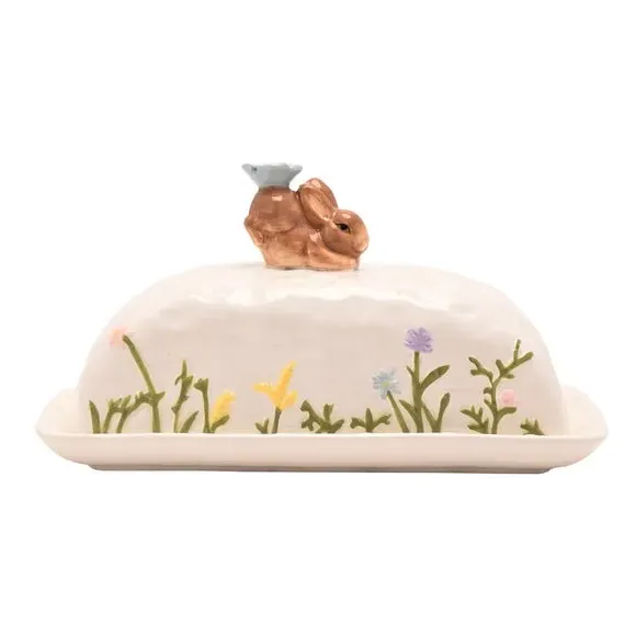 Eggstraordinary Gift Co. Bunny Butter Dish - White, Ceramic alternate view