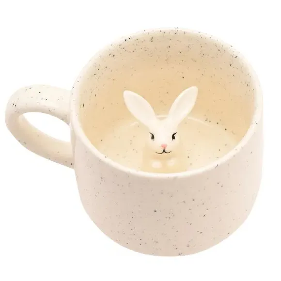 Eggstraordinary Gift Co. Bunny Inside Mug - White, Ceramic