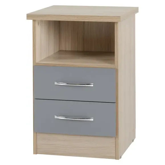 Nevada 2 Drawer Bedside Table - Grey alternate view