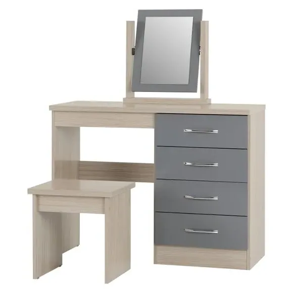 4-Drawer Dressing Table Set with Mirror - Grey alternate view