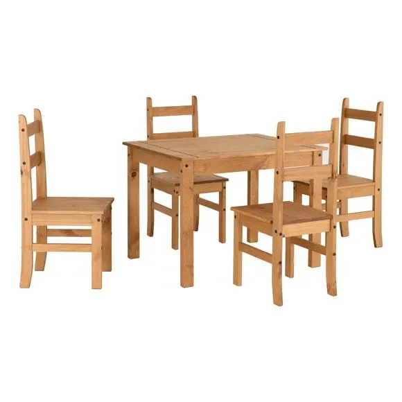 Corona 4-Seater Rectangular Dining Table with 4 Chairs - Natural, Pine alternate view