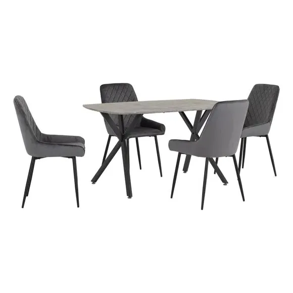 Athens 4-Seater Rectangular Dining Table & 4 Avery Chairs - Grey product