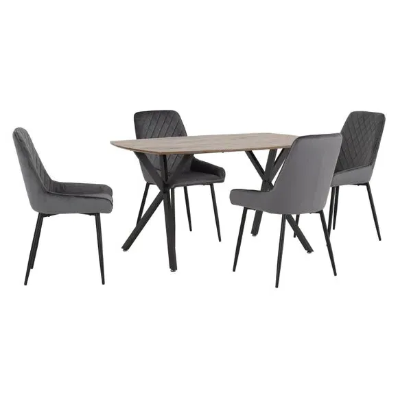 Athens Rectangle Dining Table & 4 Avery Chairs - Grey, Oak Effect alternate view