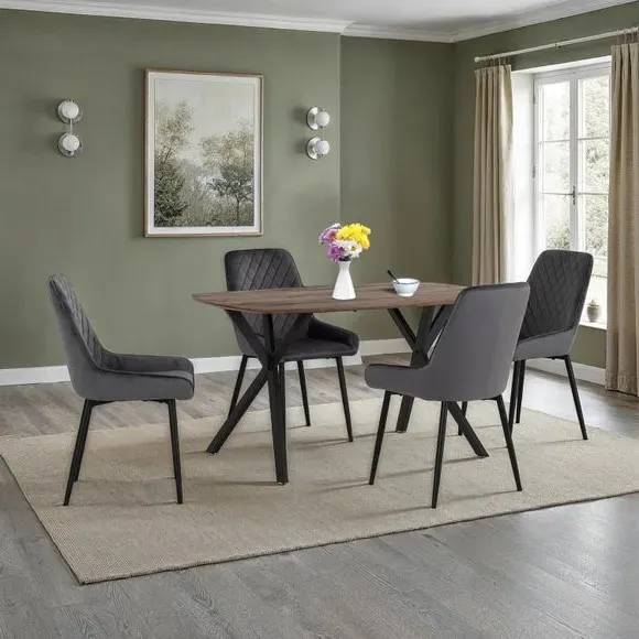 Athens Rectangle Dining Table & 4 Avery Chairs - Grey, Oak Effect product